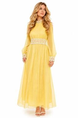 Vintage ‘60s / ‘70s Emma Domb Yellow Victorian Revival Long Sleeve Maxi Dress